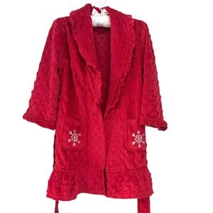 Petit Lem Red Minky Dot Ruffle Robe 2/3 Girls